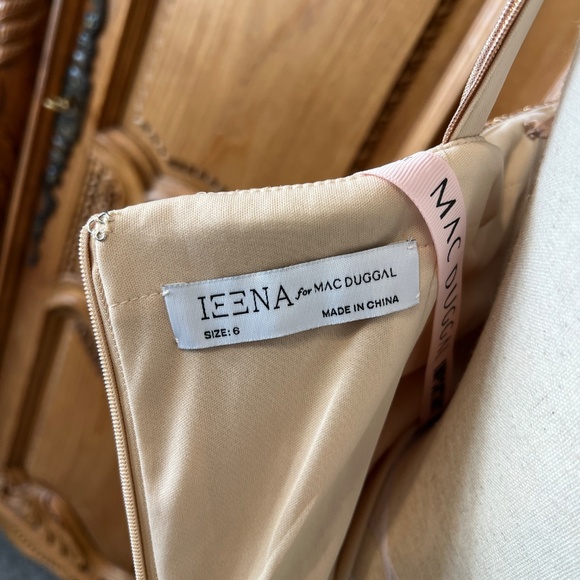 NWT Mac Duggal [6] 27062 Tea-Length Maxi Gold Ruffle Tiered Dress Metallic - Picture 9 of 11